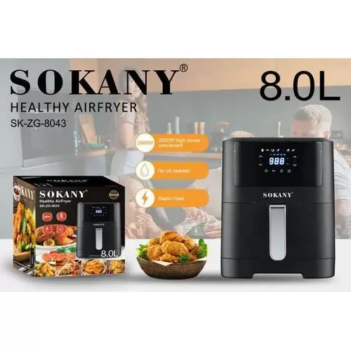 SK-8043 აეროგრილი 8 ლიტრი 2000W ციფრული ეკრანით