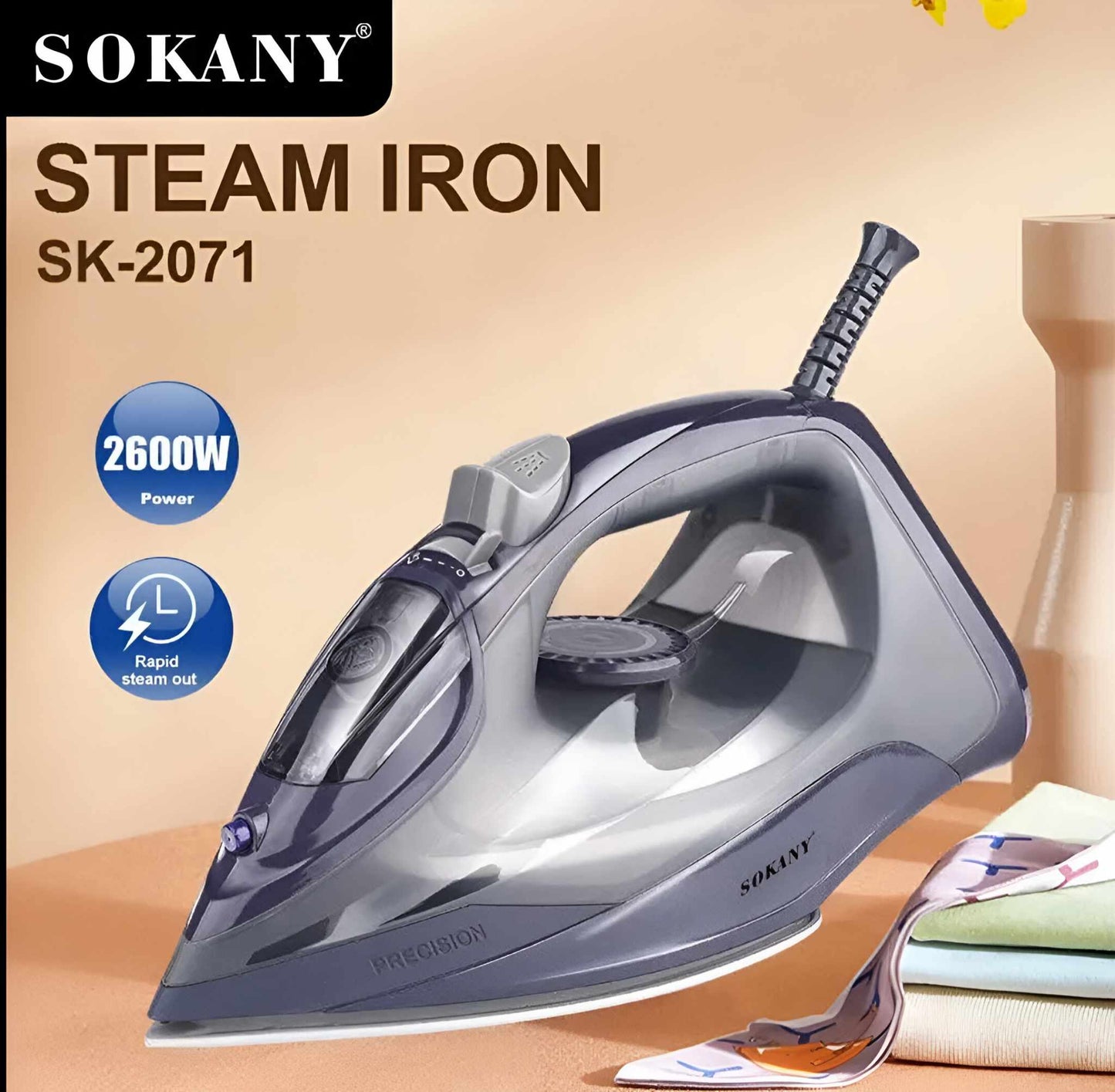 sokany ტანსაცმლის უთო მძლავრი 2600W მოდელი